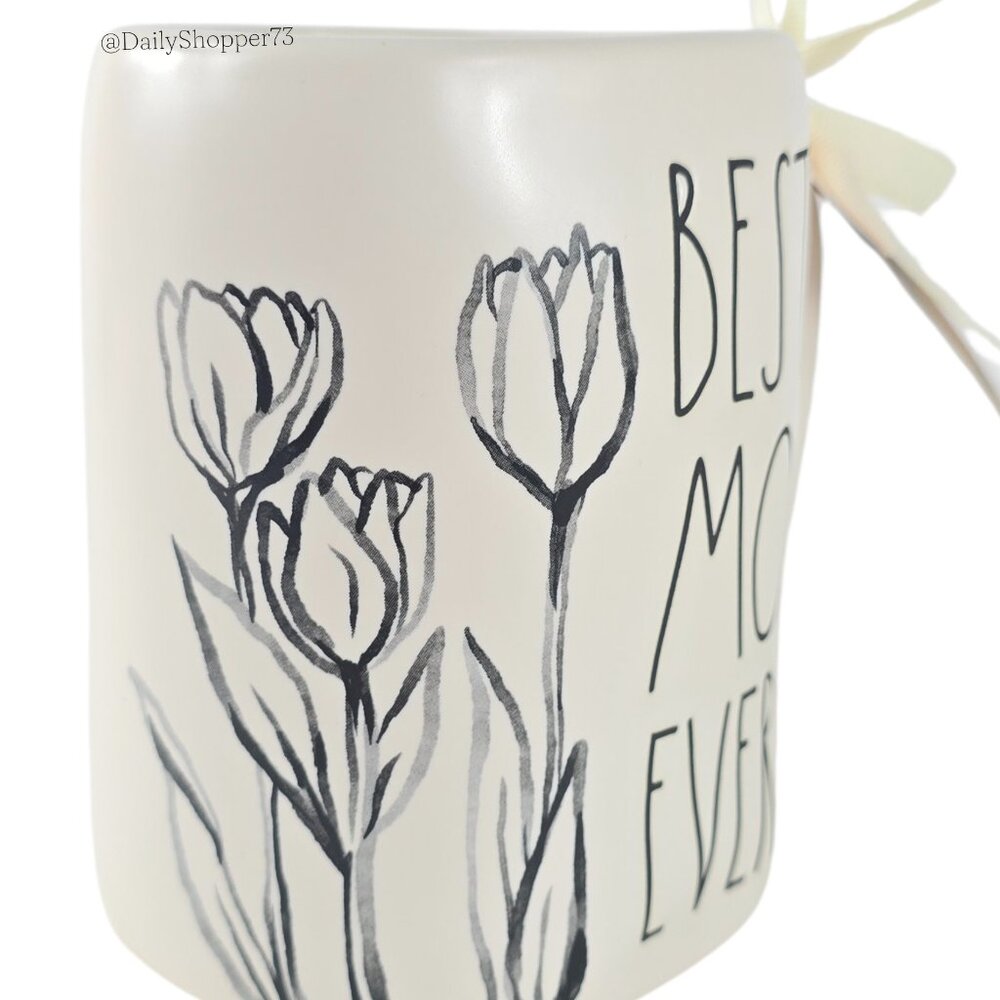 Rae Dunn "Best Mom Ever" Floral Watercolor Ceramic Coffee Mug - Picture 2 of 4